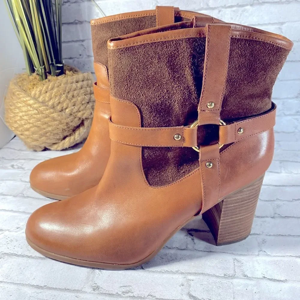 Lauren Ralph‎ Lauren Western Leather Suede Ankle Boots Sz 10B
